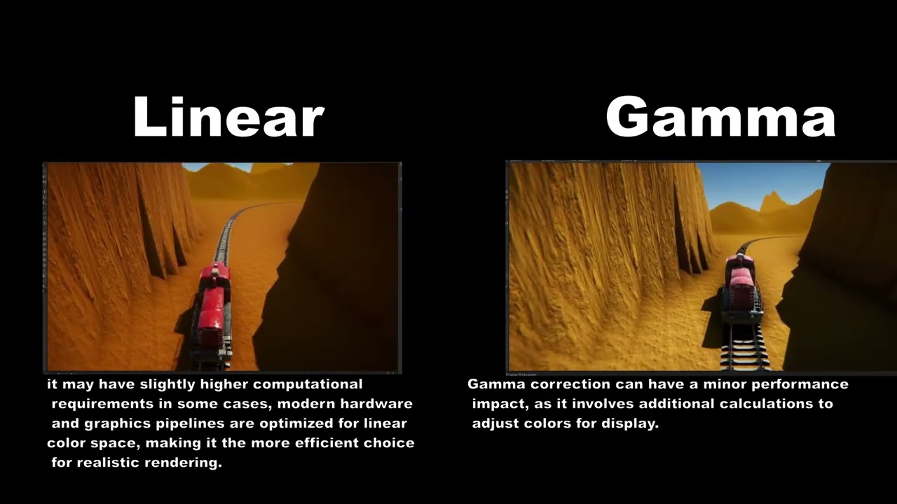 Unity3D Gamma vs Linear color space visual comparison