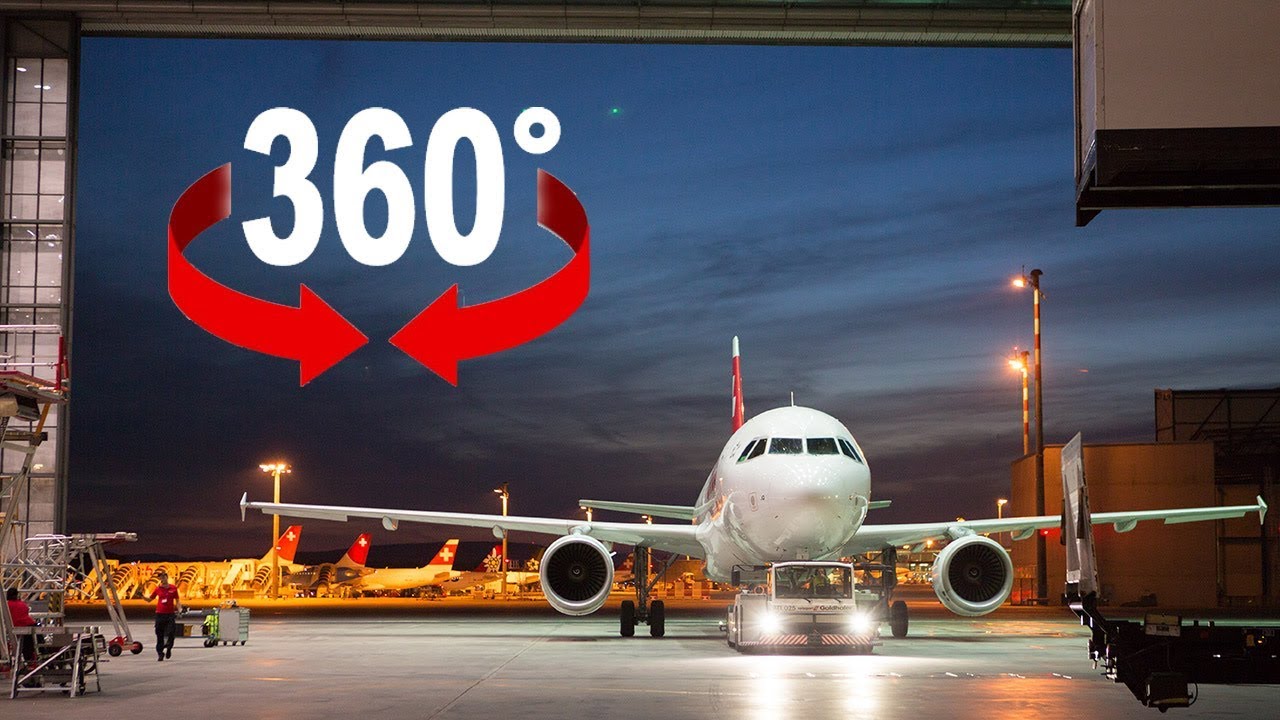 Flughafen Zürich: Nachts im Hangar der Swiss (360-Grad-Video)