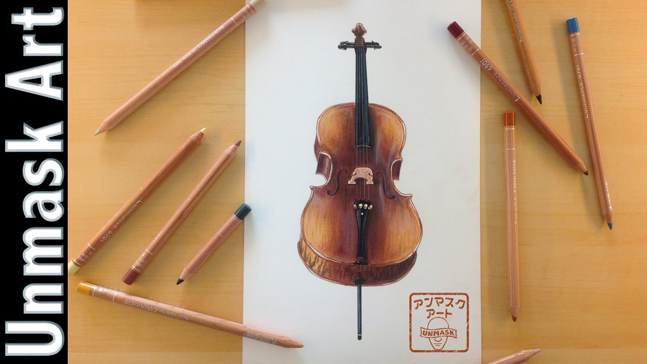 How to Draw Wood Texture by Drawing a Cello | Colored Pencil Drawing Time lapse