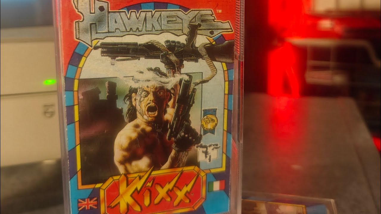 Loading and Playing  Hawkeye from tape, this version released under the KiXX label.