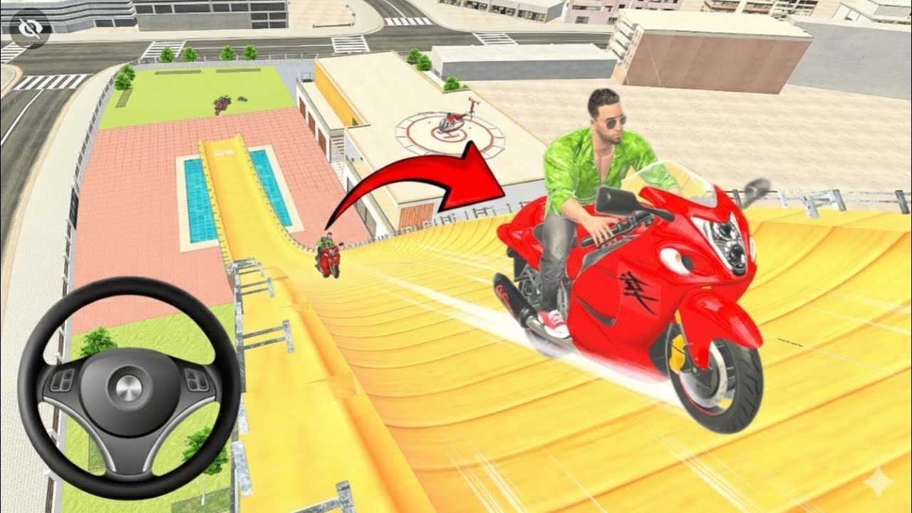 🚙 golden Thar VS Mega Ramp 💥 Extreme Jump challenge in Indian Theft auto simulator 