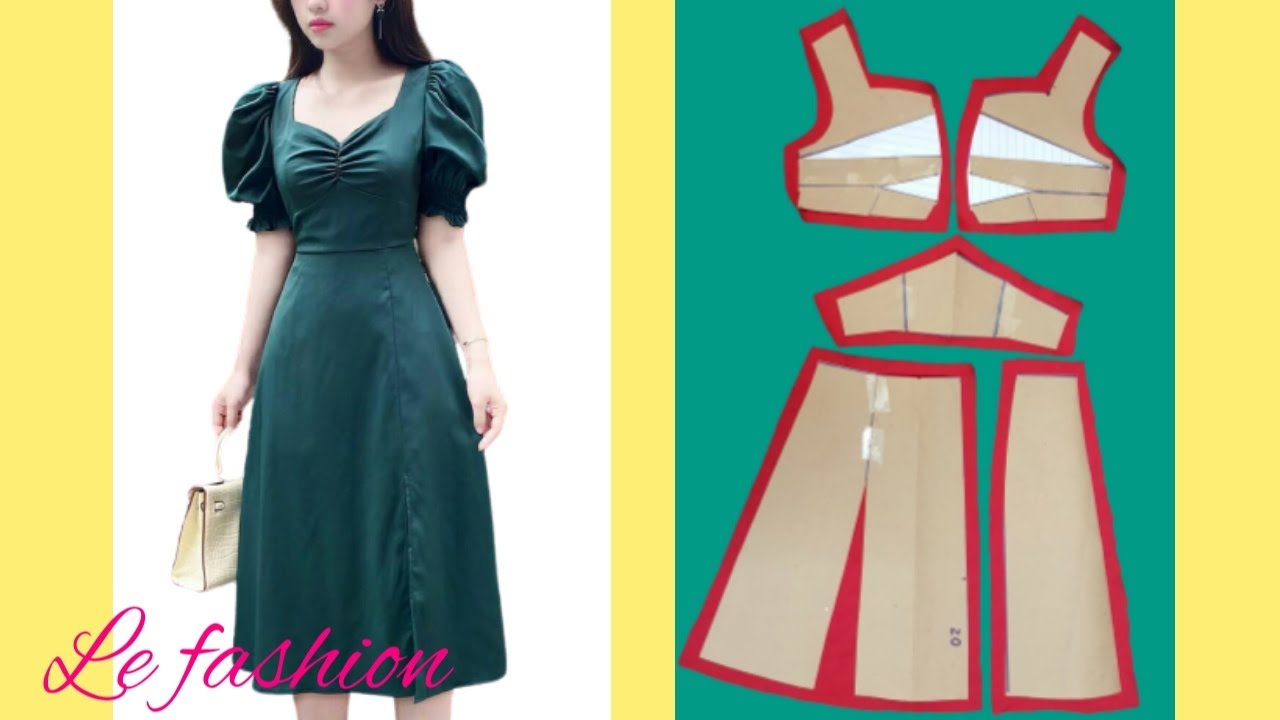 141 -  Hướng dẫn cắt đầm rút nhún ngực |dress design |le fashion |dạy cắt may |how to sew
