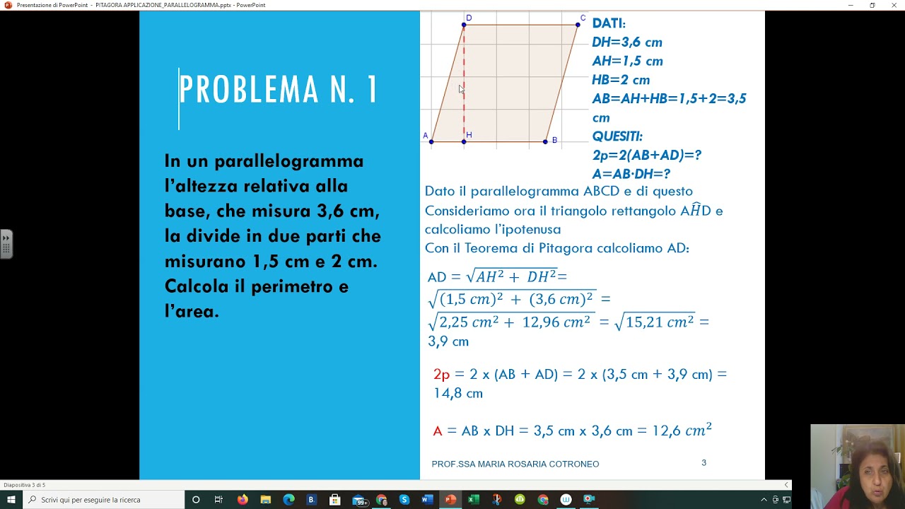 Applicazione al parallelogramma del teorema di Pitagora