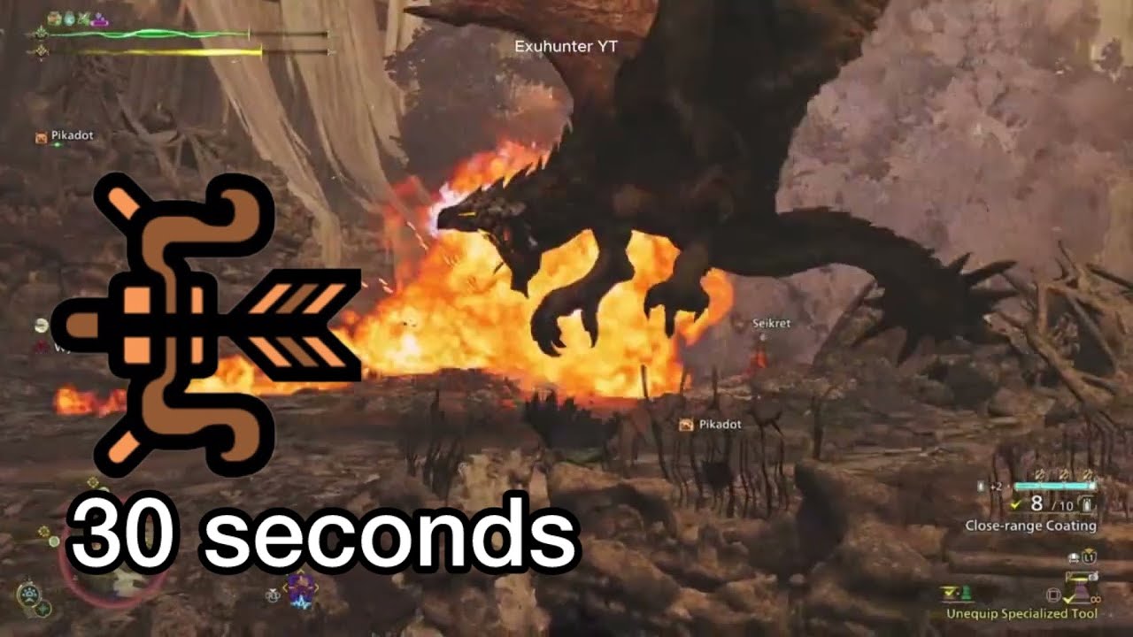 MH Wilds - Bow 30 second speedrun Tempered Rathalos