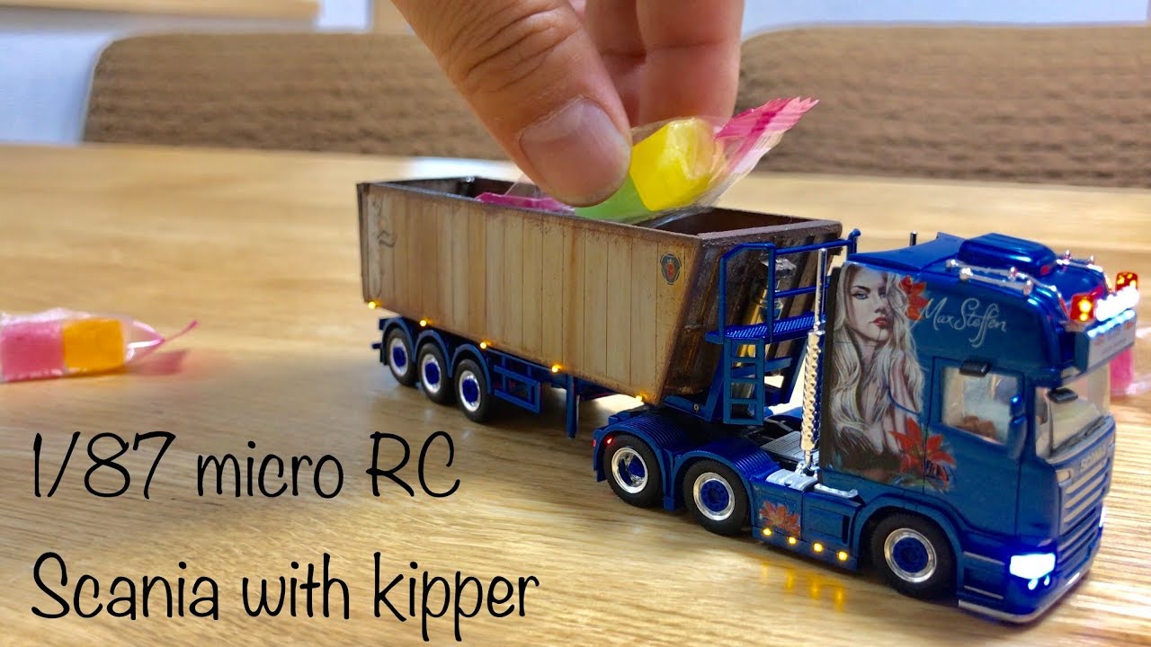 1/87 micro RC / Scania with kipper trailer