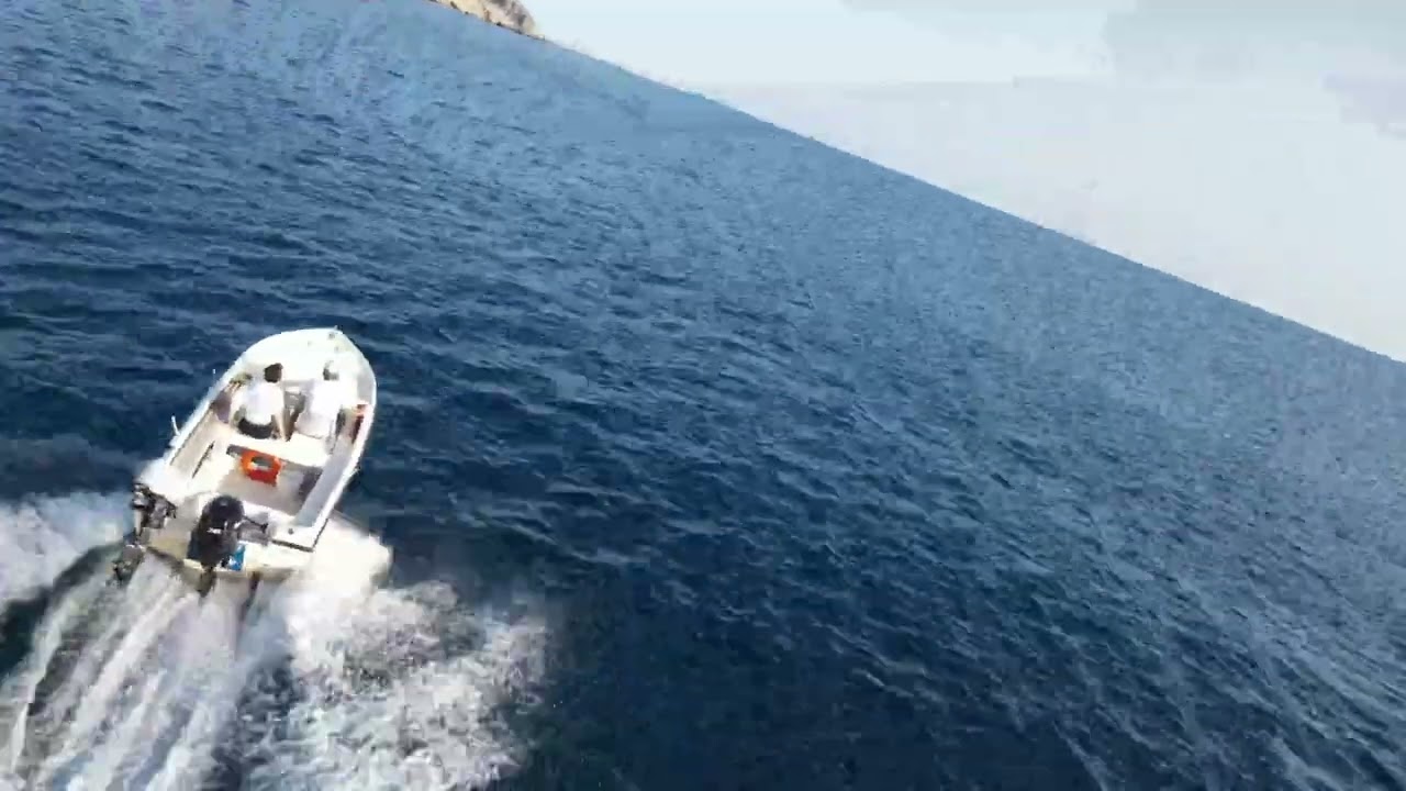 Come with us on a boat ride FROM ABOVE at Apollon, Naxos