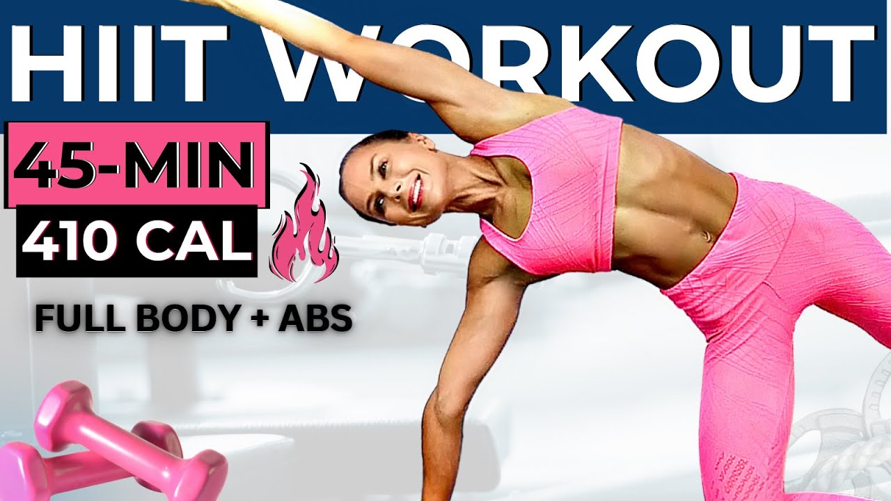 45-MIN HIIT WORKOUT WITH WEIGHTS (pilates inspired low-impact high burn full body toning + abs burn)