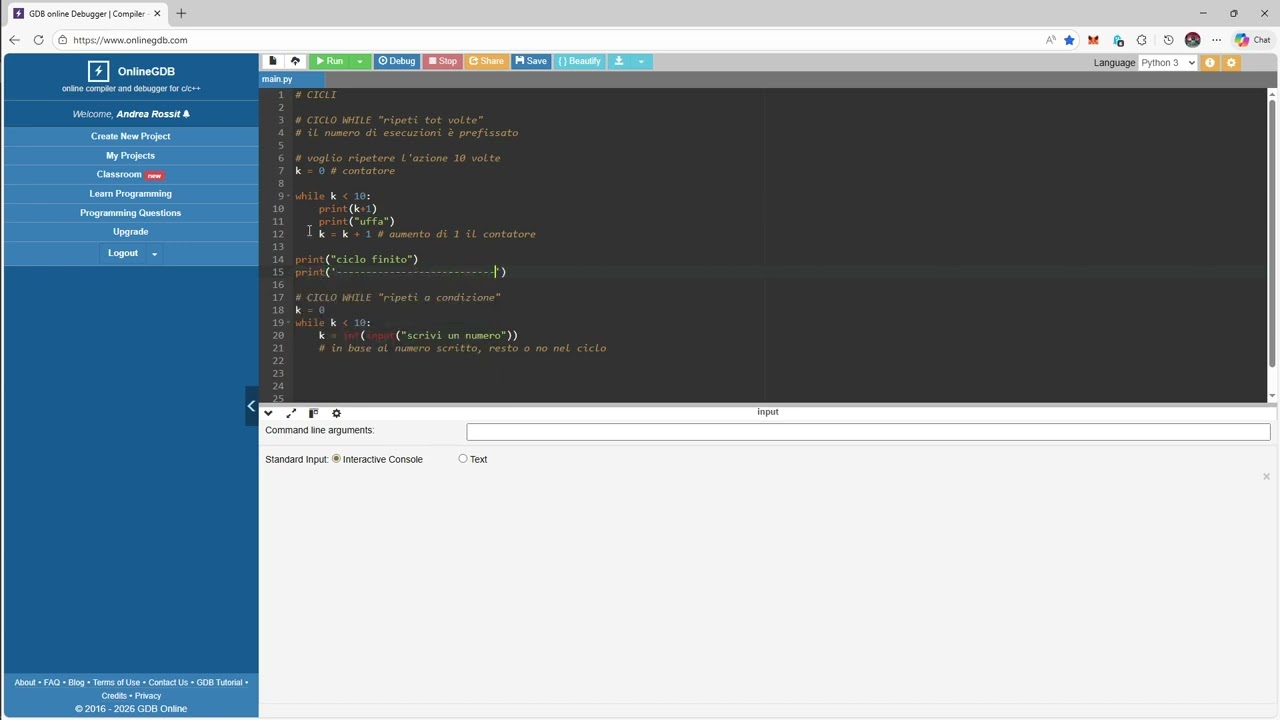 Informatica - Programmazione con Python (4): Cicli while e for