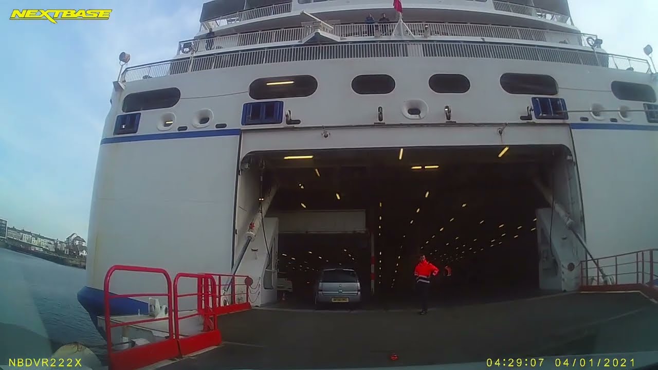 Driving onto Brittany Ferry Pont Aven from Plymouth to Santander