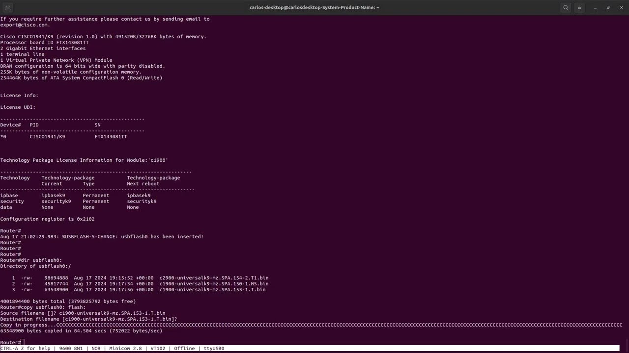 Cisco Router Upgrade IOS through USB PEN drive