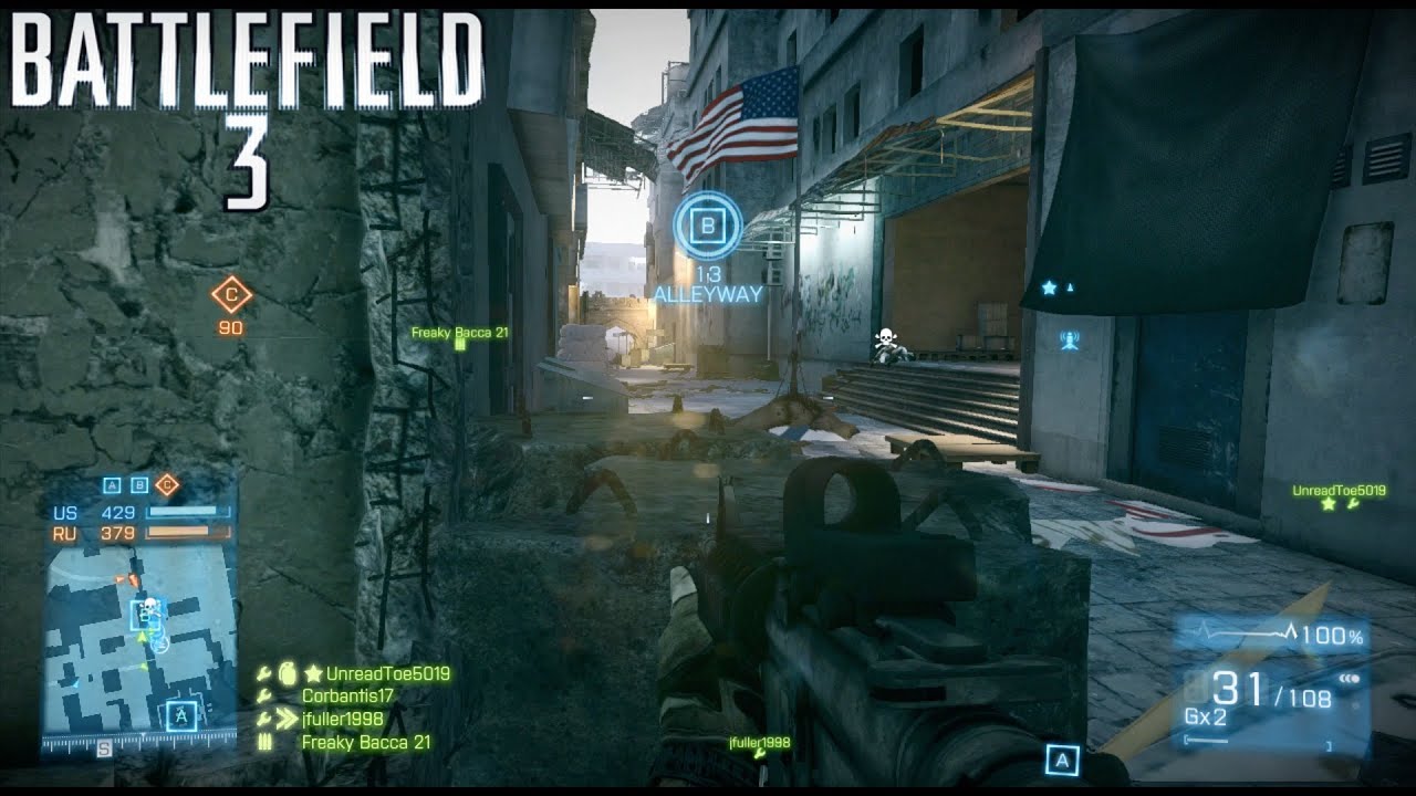 Battlefield 3: Multiplayer Gameplay #2 ::Conquest::  Alleyway of Death - No Commentary