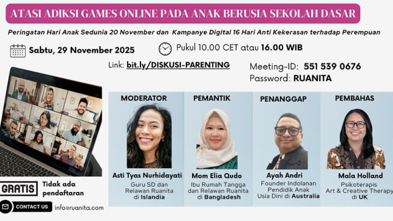 DISKUSI DARING PARENTING: ATASI ADIKSI GAMES ONLINE PADA ANAK BERUSIA SEKOLAH DASAR