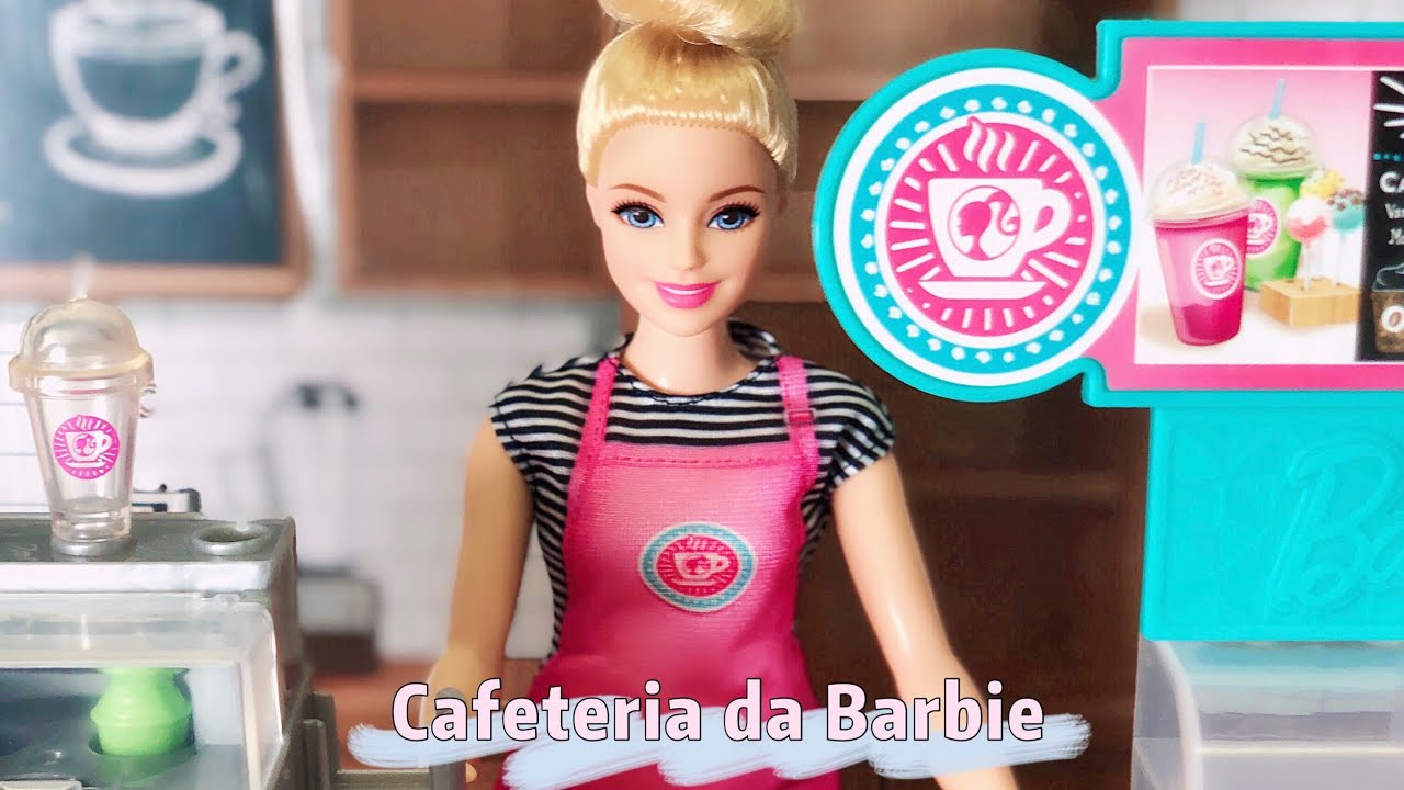 Unboxing Barbie Coffee Shop ou Barbie Cafeteria