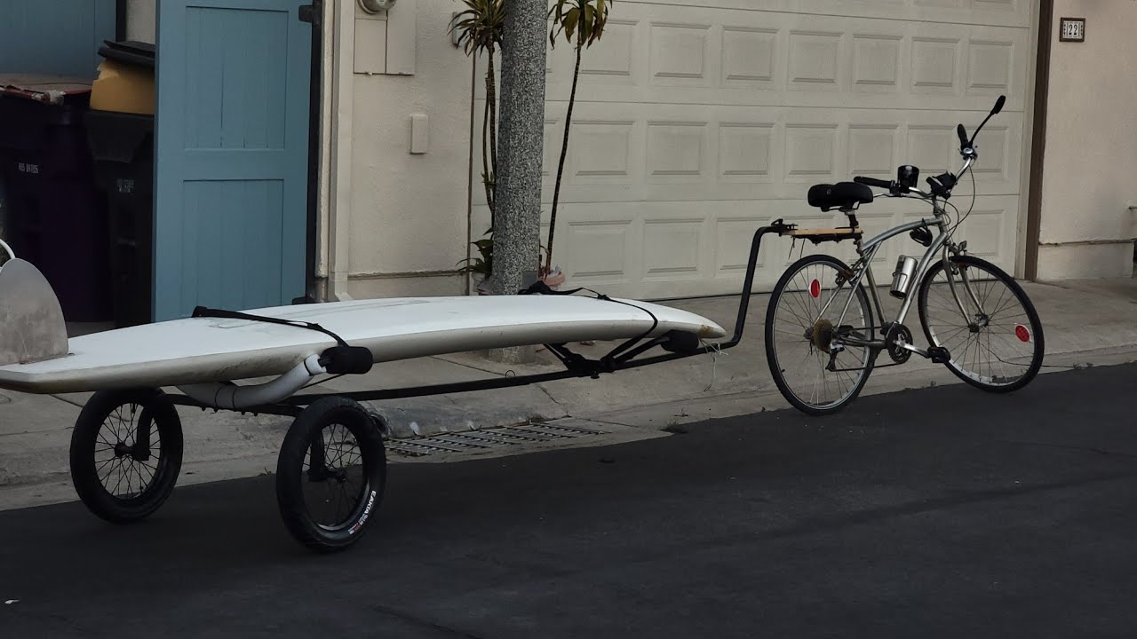 Testing the RAMBO kayak trailer for bicycle