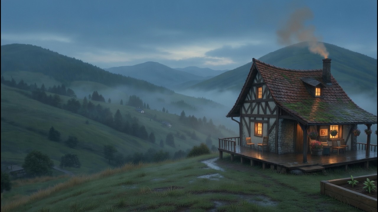Quiet Rainy Day in a Hilltop Cottage | Ghibli-Style ASMR