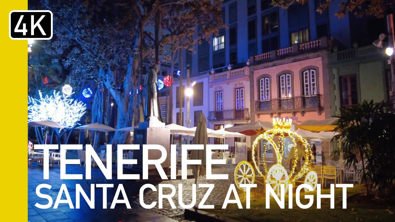 Tenerife at Christmas 4k Walking Tour | Santa Cruz Cruise Port & Town