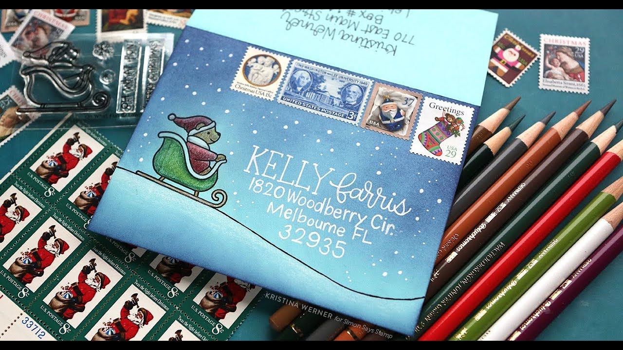 Creating an Envelope Scene - Monthly Mail Art with Kristina Werner, December 2018