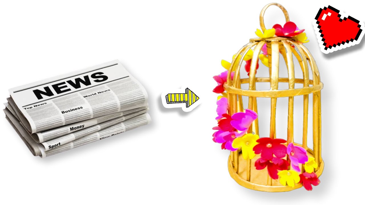 Newspaper Cage //DIY Home Decoration Idea //paper craft idea