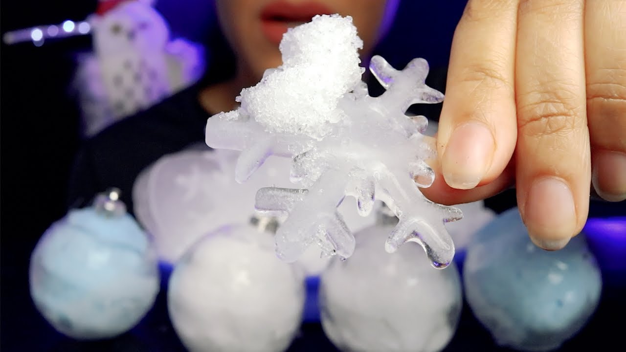 ASMR HOLLOW ICE SNOWBALLS/ FREEZER FROST ICE CHIPS AND SNOWFLAKES. 