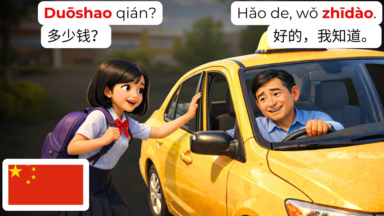 🚗 15 повседневных китайских диалогов в такси (HSK 1-2) | Практичные разговоры водитель-пассажир 🚗