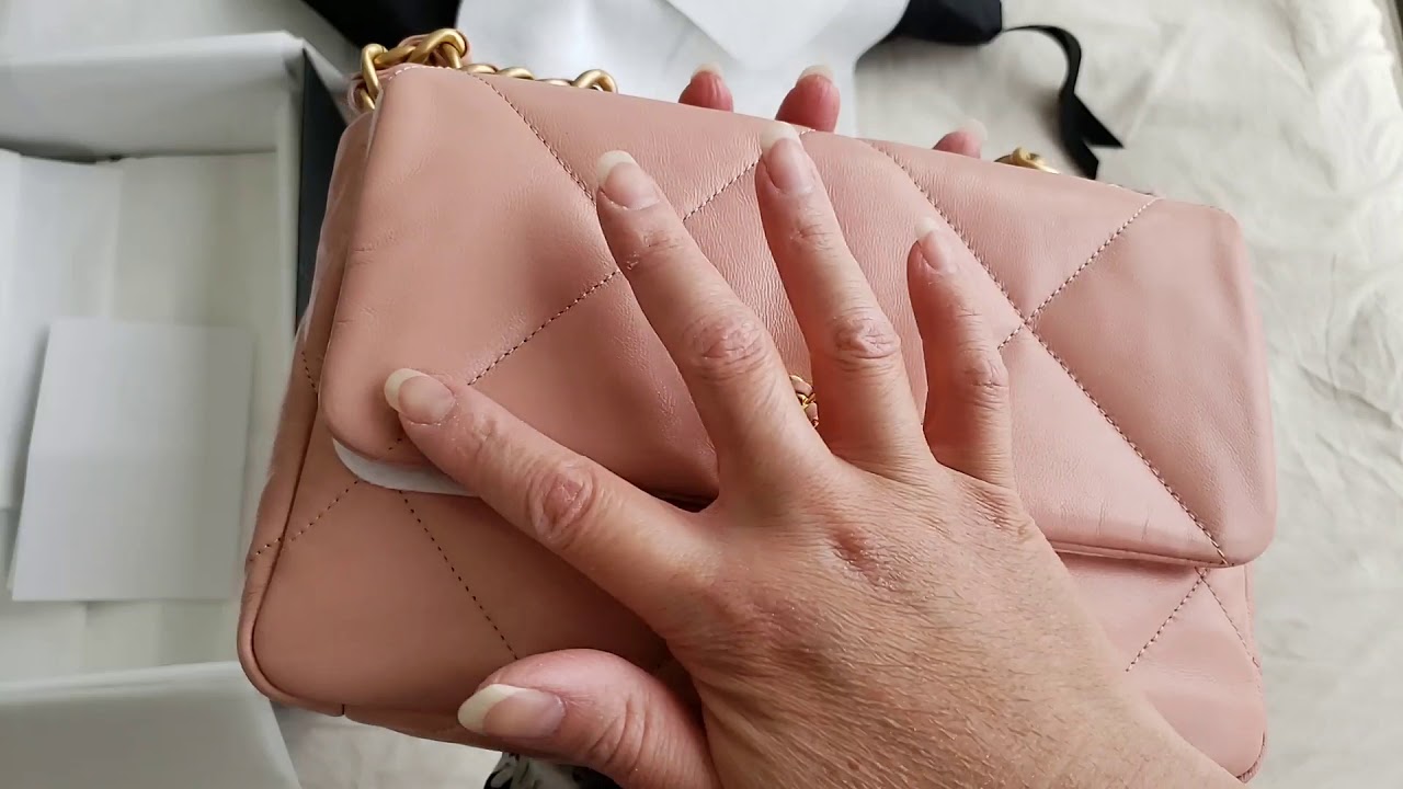 Bag of the Day 18: CHANEL 19 Small in Rose Clair Light Pink Blush leather 20P1 collections