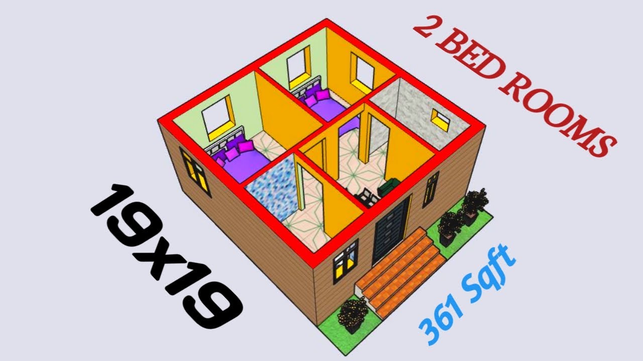 19*19 2 Bed Room Small house plan ||  3D House design || 361 sqft building plan || Makan ka naksha