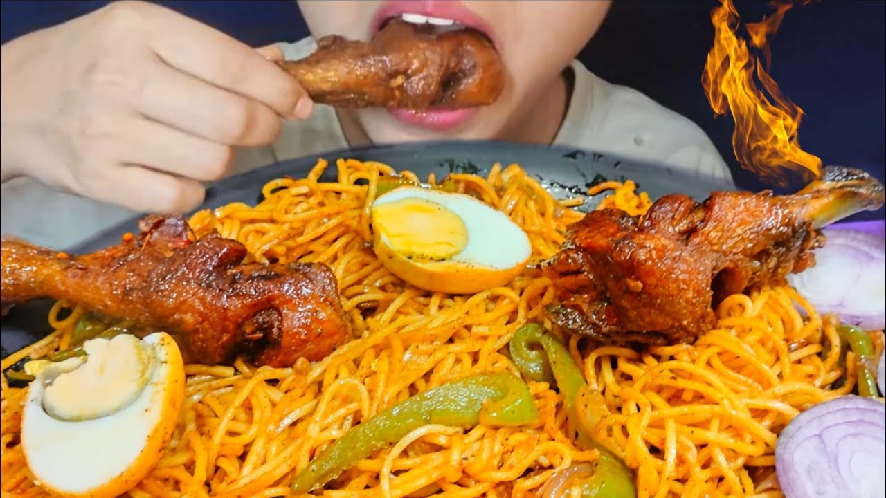 Chicken Leg Piece🍗, Egg With Noodles | EATING Show 