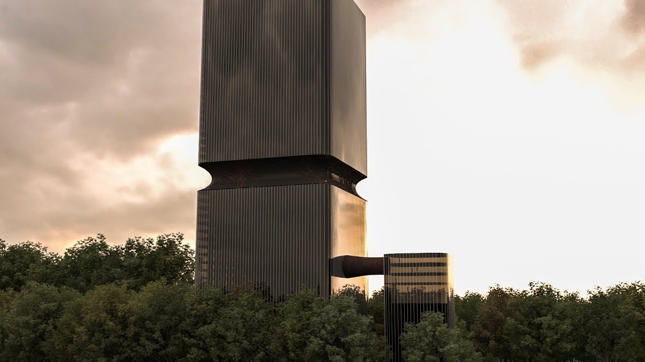 Concept Sky Tower - 3D Speed art | TimeLapse (#Rhinoceros, #3DsMax, #Vray, #ForestPack, #Photoshop)