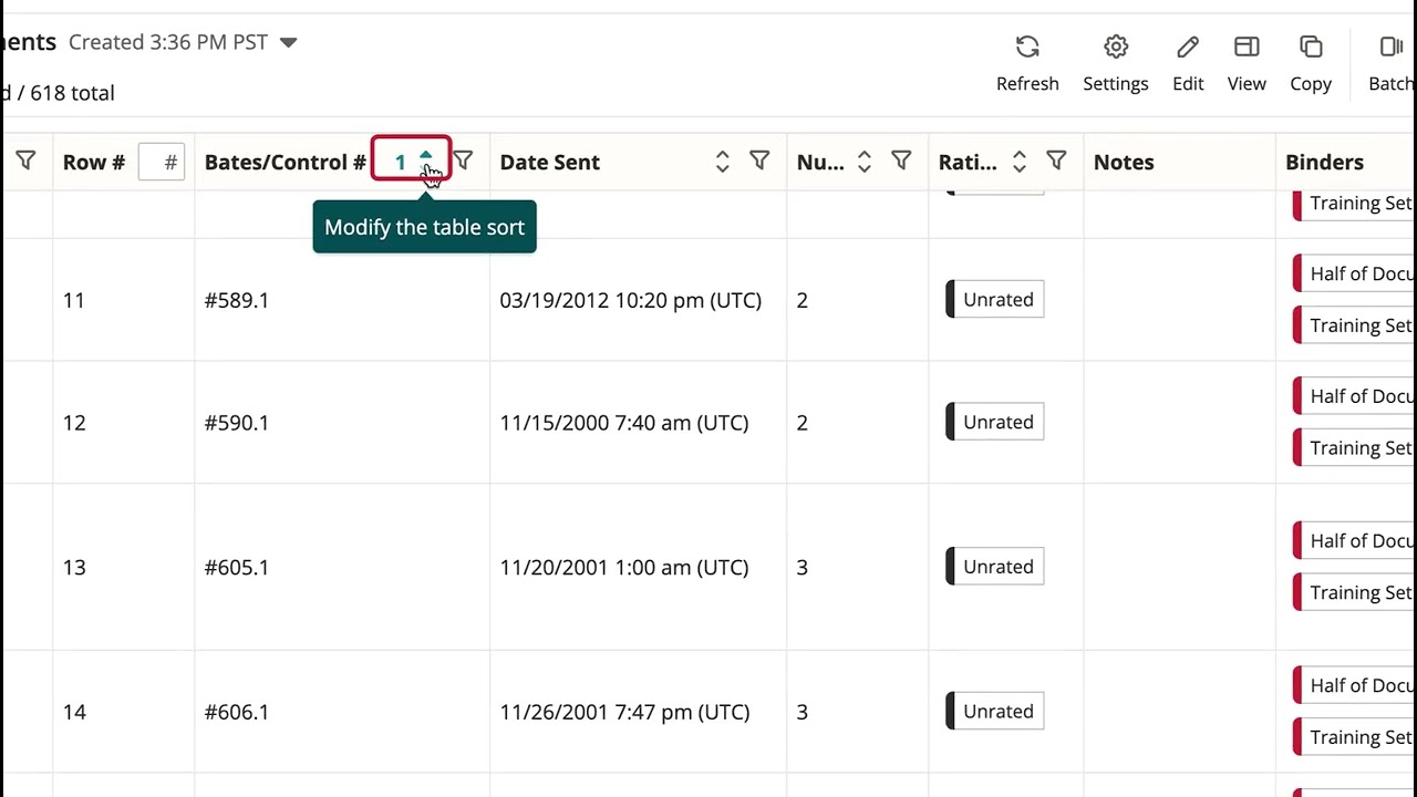 Customize an Everlaw Results Table View