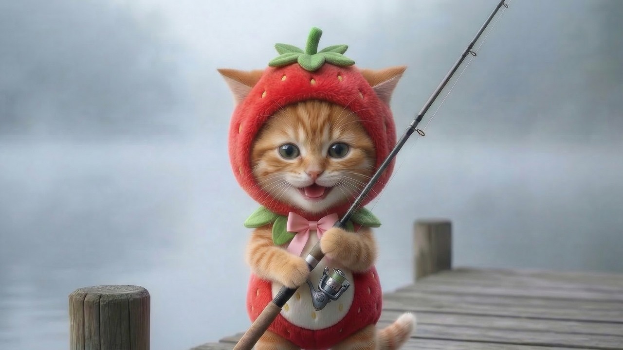 Mama Cat Takes Kitten Fishing — and He Tries to Do It All Alone