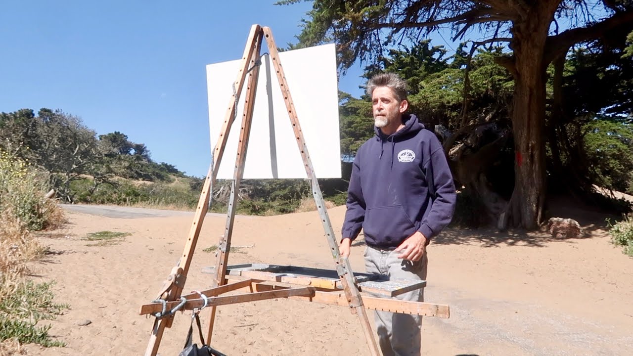 PLEIN AIR oil painting CYPRESS TREES fort funston SAN FRANCISCO