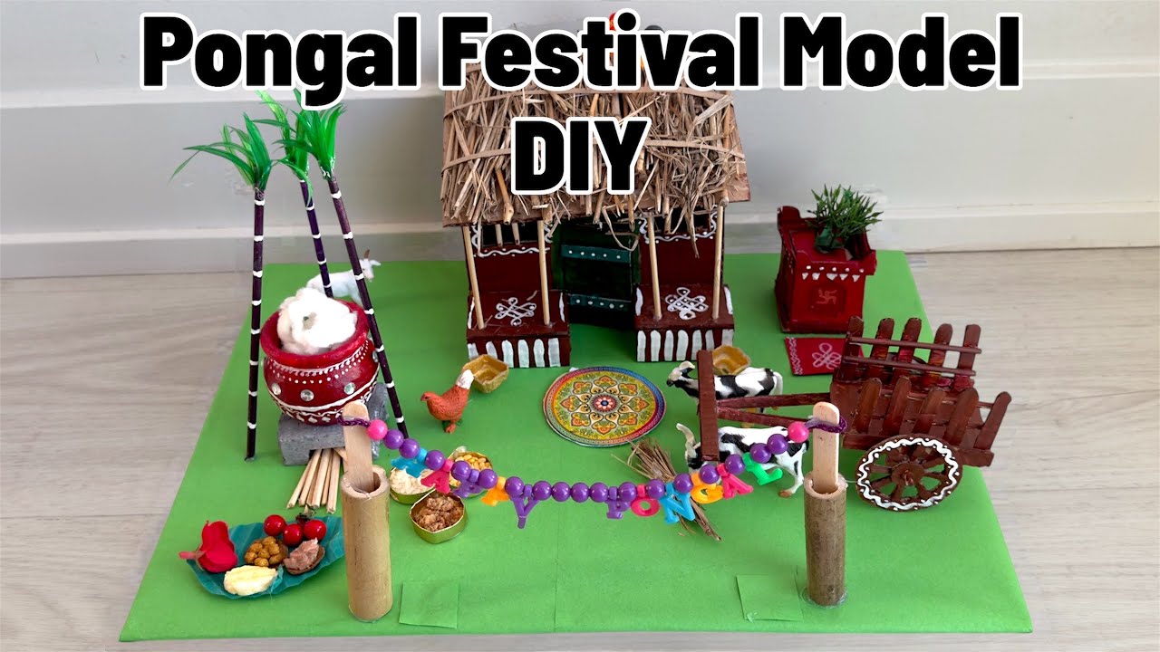 Pongal Festival Model | Traditional Village Scene | School Project 🌾🔥