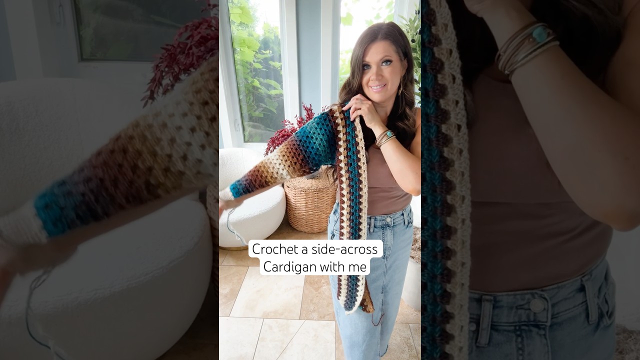 Easy Side-Across Cardigan Tutorial #crochetcardigan #crochetpattern #crochetwear #crochettutorial