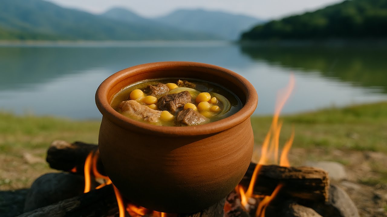 Традиционное приготовление Пити у озера на дровяном огне | Спокойная кулинария на природе