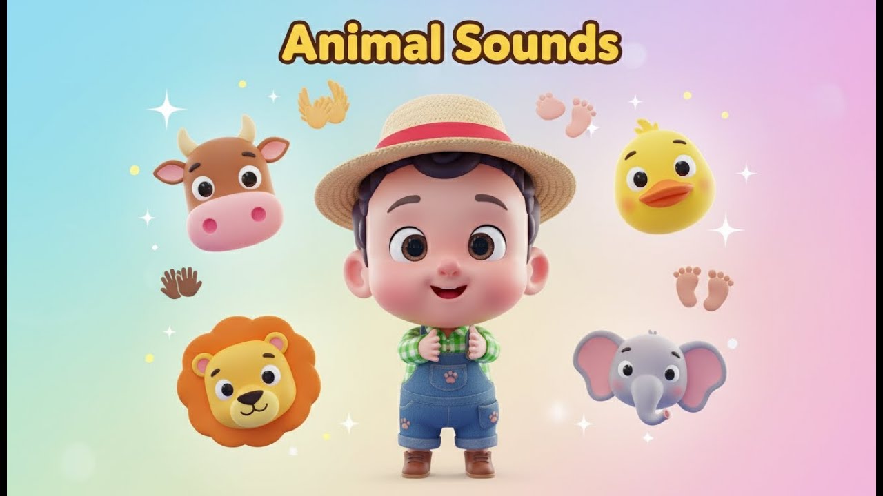 Animal Sounds Song 🐮🦆🐶🐱 | Learn Sounds + Actions (Clap, Stomp, Hop) | Kids Songs (3D) | GuguZuzuTV
