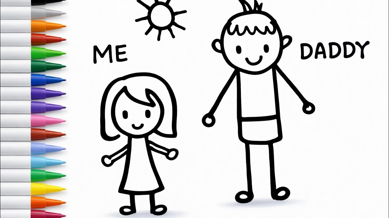 Me and My Daddy Drawing 👨‍👧 | Family Drawing Easy for Kids
