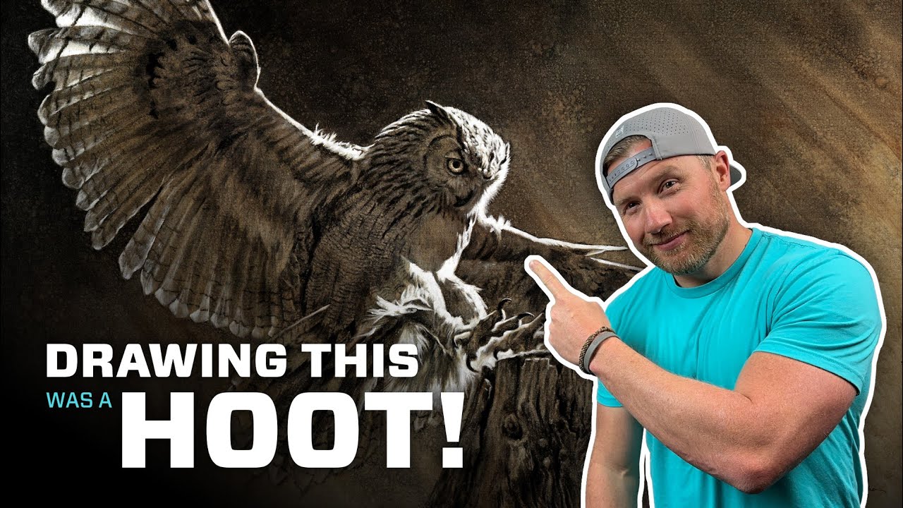 Drawing and Painting an Owl with Charcoal and Acrylic on Canvas - This one was a HOOT!