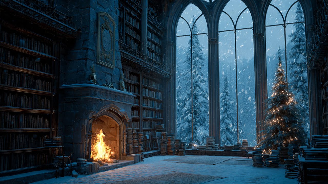 Soft Snowfall near the Fireplace ❄️ A Calm Winter Atmosphere Designed for Focus