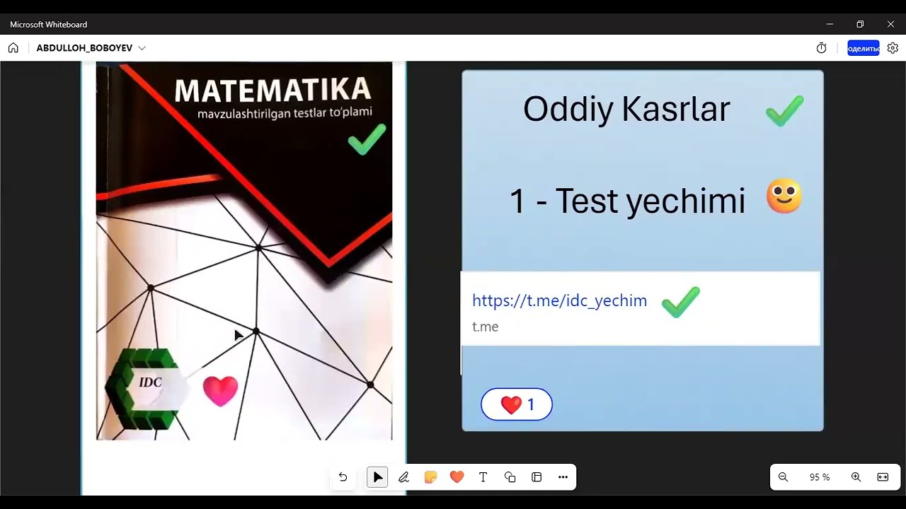 IDC_ Oddiy Kasrlar  1 - Test yechimi...Milliy Sertifikatga