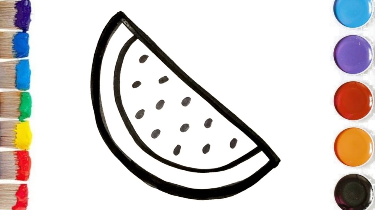 Semangka 🍉 gambar dan warna mudah untuk anak