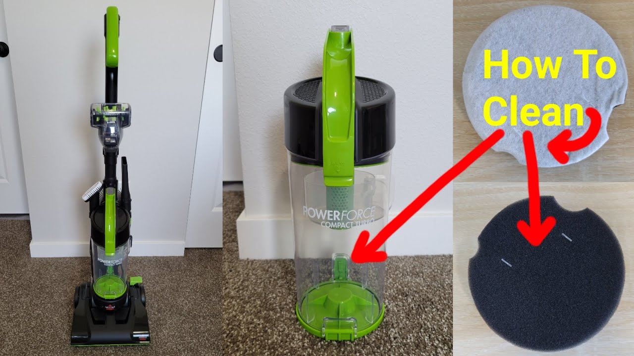 Bissell Powerforce Compact Turbo Vacuum – How To Remove, Clean, & Install Dirt Tank & Filter