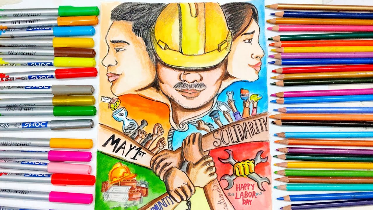 world Labour Day Drawing|Labour Day Poster Drawing Ideas|May Day Drawing #labour #world  #day