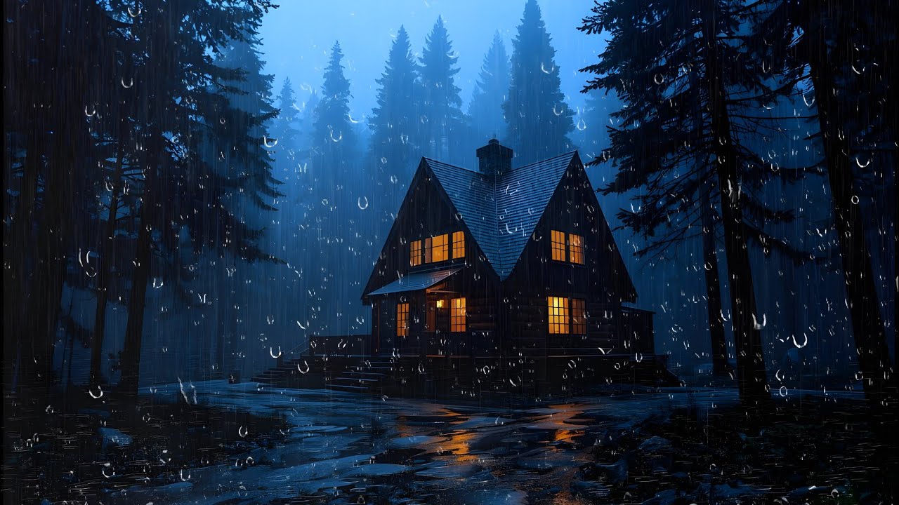 Rainy Night Cabin Retreat 🌙 Soothing Storm Ambience for Relax & Sleep