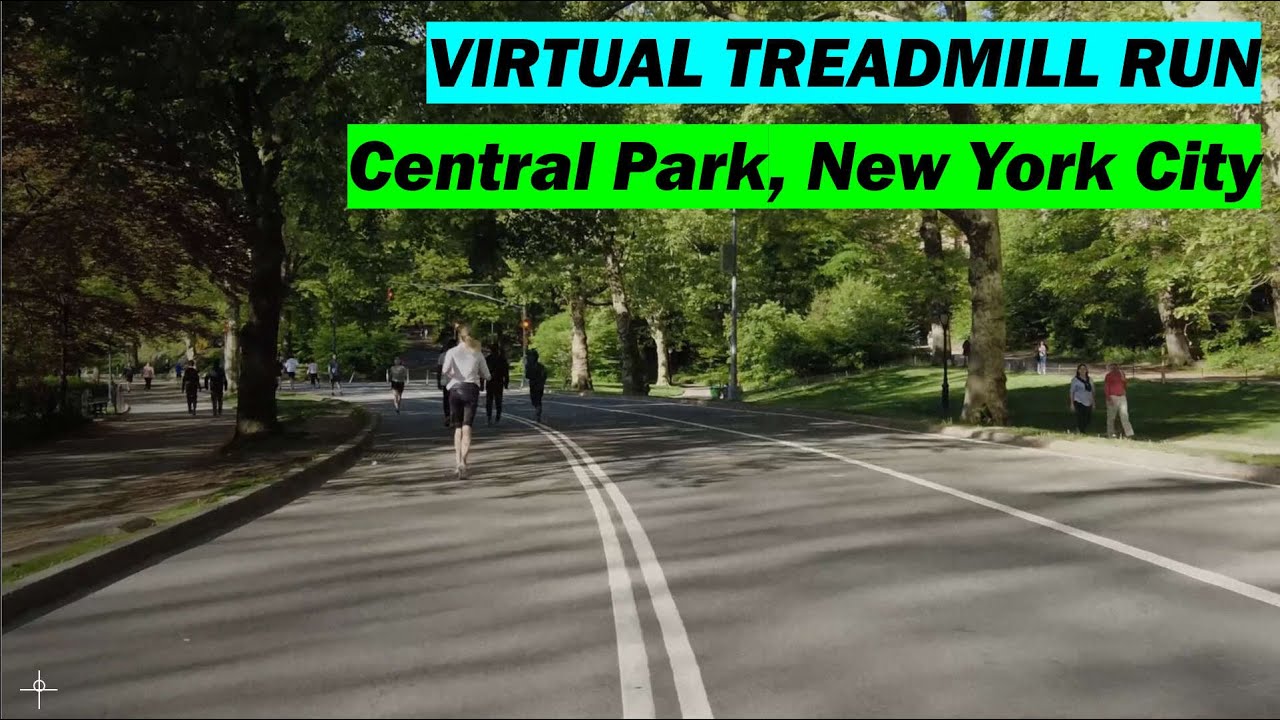 Virtual Treadmill Run with music | Central Park New York City | Full circuit loop | 10 km