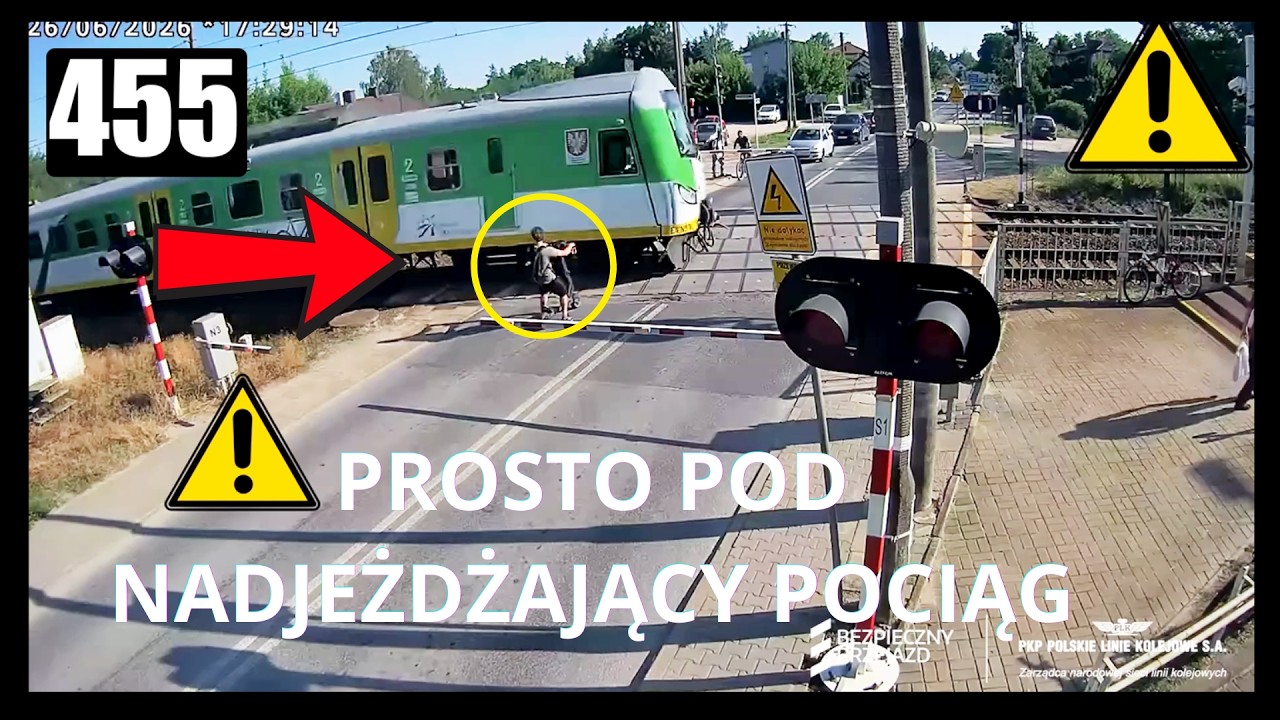 Więcej szczęścia niż rozumu, na hulajnodze elektrycznej prosto pod pociąg