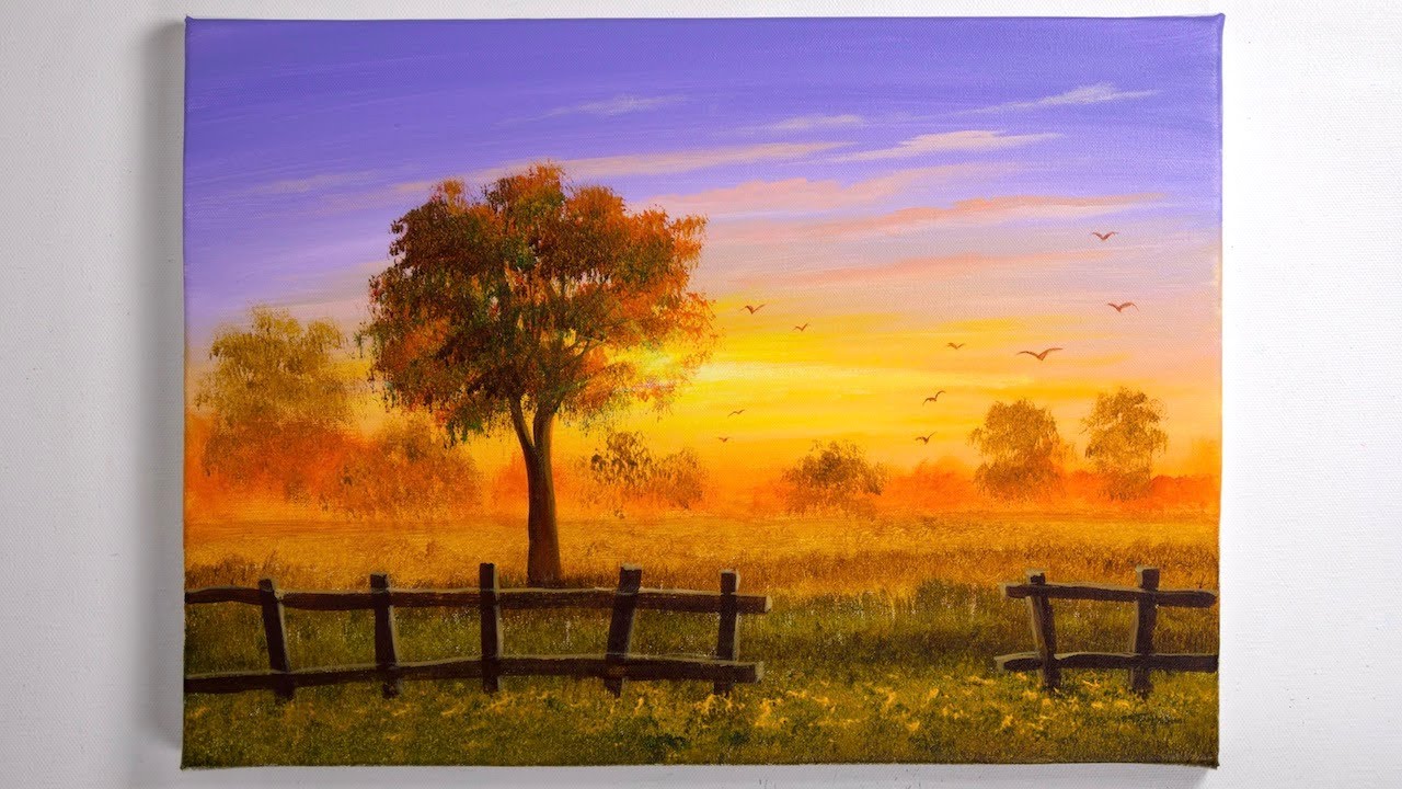 Landscape Painting | Sunset Acrylic Painting