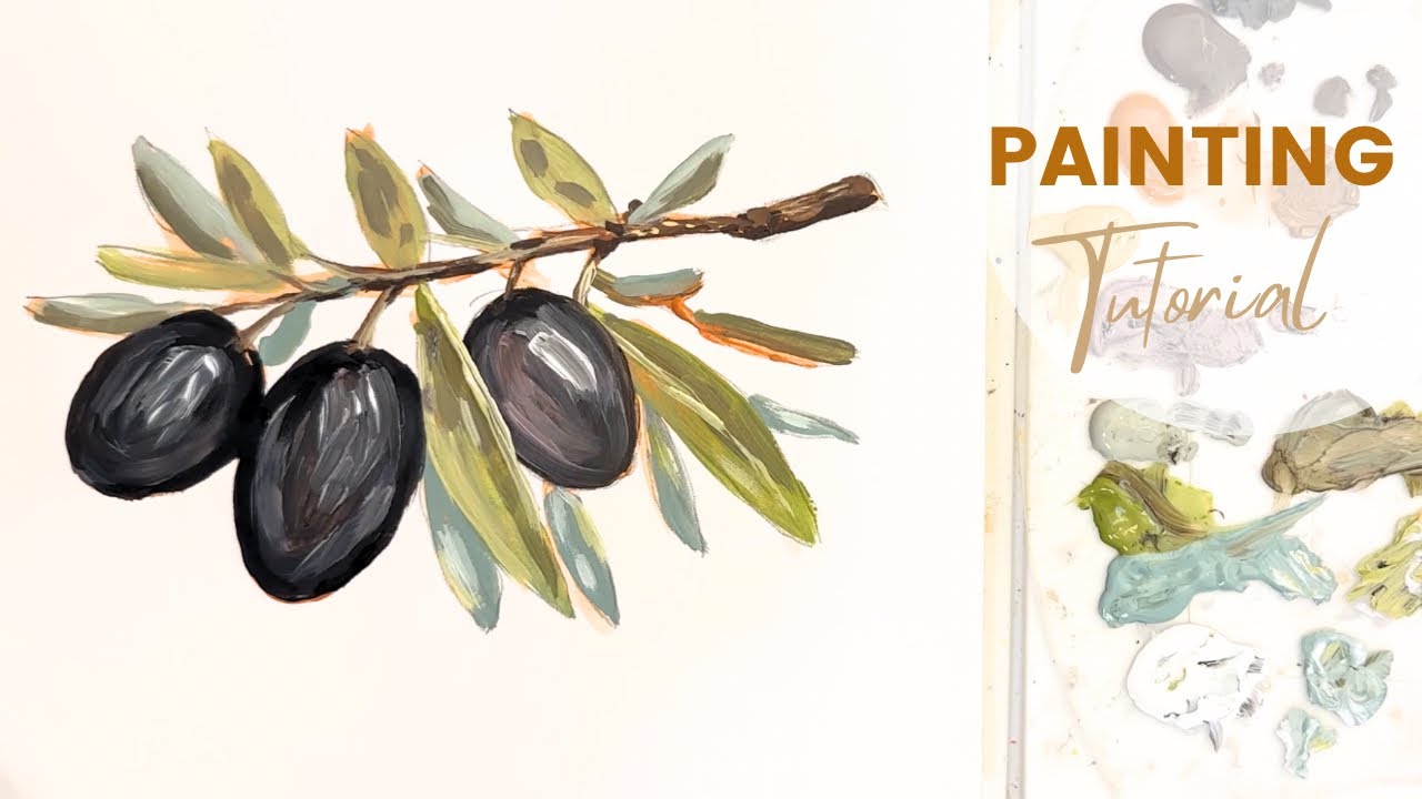 How to Paint Olives on a Branch | Easy Acrylic Painting Tutorial