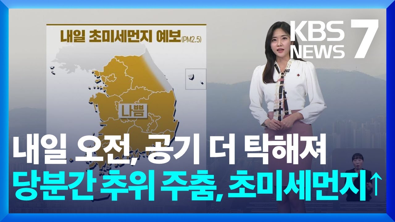 [날씨] 내일(21일) 오전, 공기 더 탁해져…당분간 추위 주춤, 초미세먼지↑ / KBS  2025.01.20.