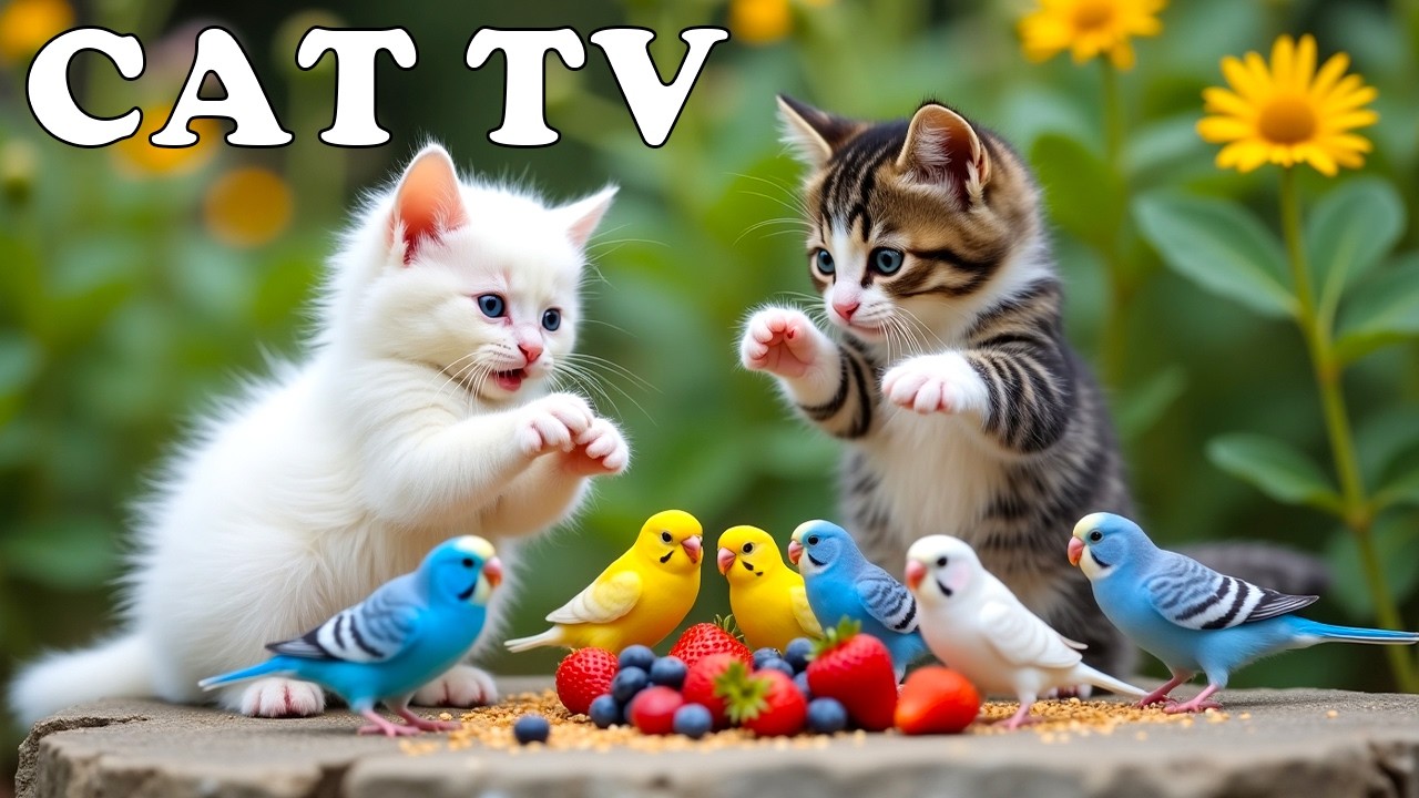 (БЕЗ РЕКЛАМЫ) ВОСКРЕСНОЕ КОШАЧЬЕ ТВ 😻🎥 Банкет птиц и белок в птичьем домике 🐿️ Видео с птицами дл...