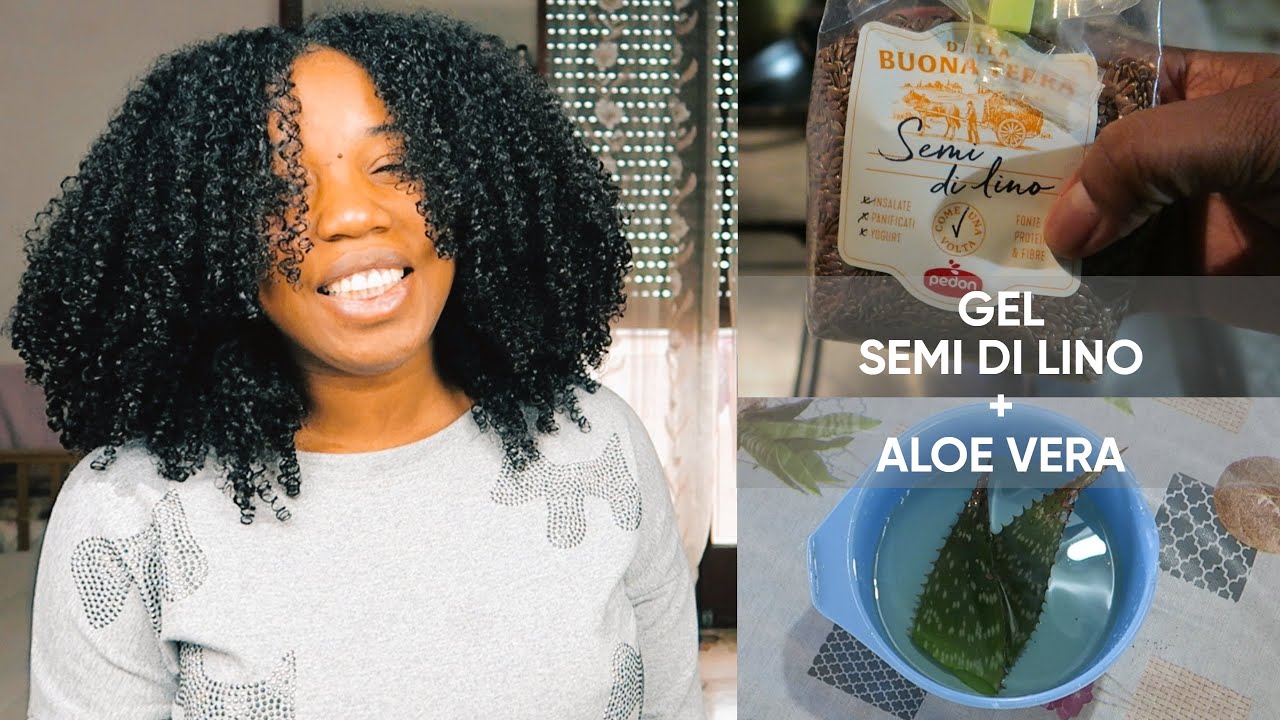 gel di aloe vera e semi di lino sui capelli afro